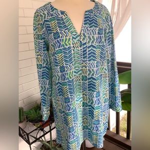 VINEYARD Vines Split Neck Linen Blend Tunic